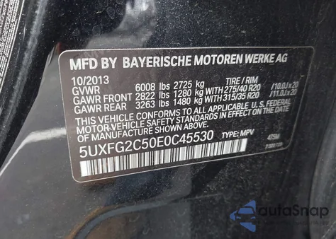 2014 BMW X6 xDrive35I from USA, damaged, VIN 5UXFG2C50E0C45530